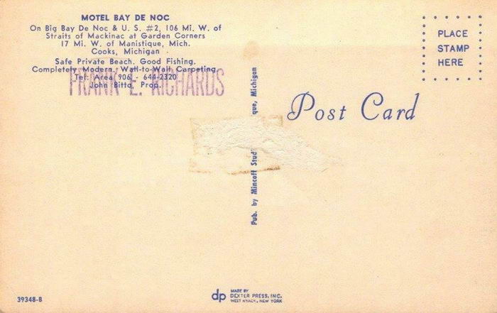 Motel Bay De Noc - Old Postcard Photo